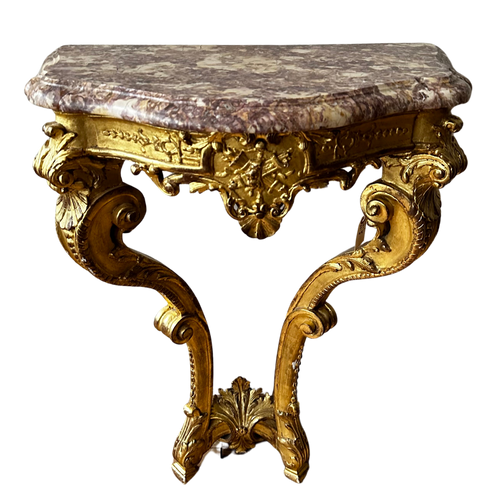 Early 20th Century Gilded Floating Wall Mounted Console Side Table